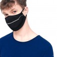 كمامة قناع وجه قماش بسحاب مع فتحة مناسب للتدخين بسهولة وأثناء ركوب الدراجة لون أسود وسحاب أحمر