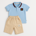 طقم قطعتين للأطفال لون بيج و أزرق
