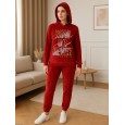 بجامة نسائية مُكونة من قطعتين لون أحمر
