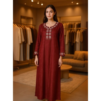 دشداشة نسائية لون خمري غامق