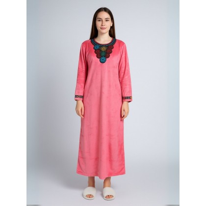 دشداشة فرو نسائية لون زهري