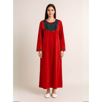 دشداشة فرو نسائية لون أحمر