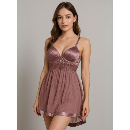 طقم لانجري لون بنفسجي غامق One Size