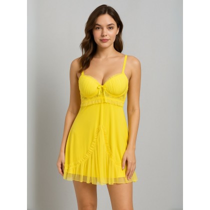 طقم بيبي دول لون أصفر One Size