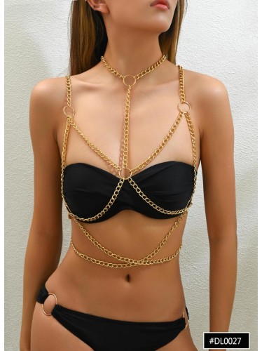 اكسسوار رقبة وصدر للنساء لون ذهبي