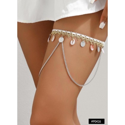 اكسسوار للفخد بتصميم صدف للنساء لون فضي