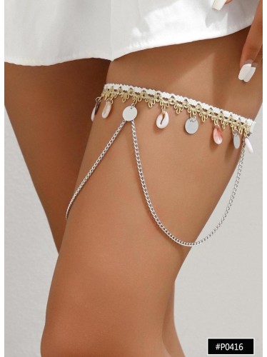 اكسسوار للفخد بتصميم صدف للنساء لون فضي