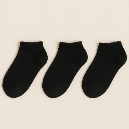 جوارب قطنية منlibras قصيرة للرجال (3 أزواج) لون أسود