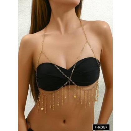 اكسسوار رقبة وصدر للنساء لون ذهبي