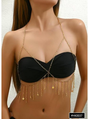 اكسسوار رقبة وصدر للنساء لون ذهبي