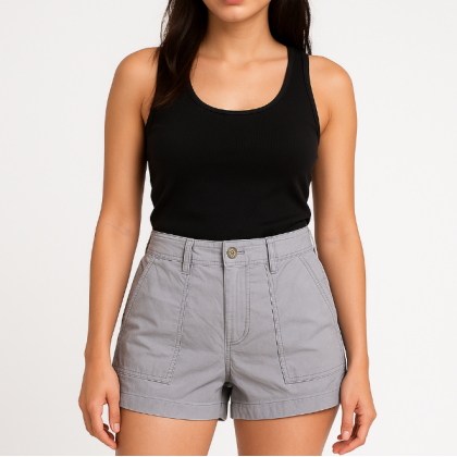 شورت جينز للرجال لون رمادي فاتح