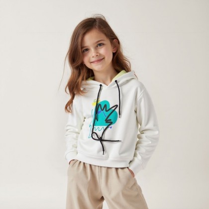 هودي فوتر للأطفال لون ابيض