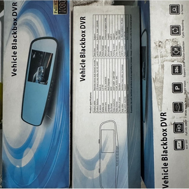 Car DVR Rear view Mirror Video Recorder-مراي وسط للمركبة مع شاشة وكاميرا خلفية