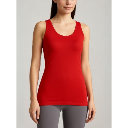 داخلي فانيلا شباح بحمالات كتف عريضة للنساء لون أحمر