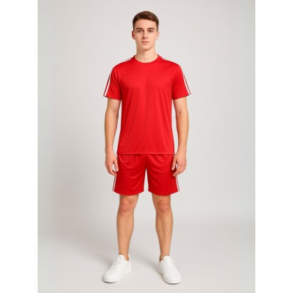 طقم رياضي (تيشيرت وشورت) للأطفال لون أحمر