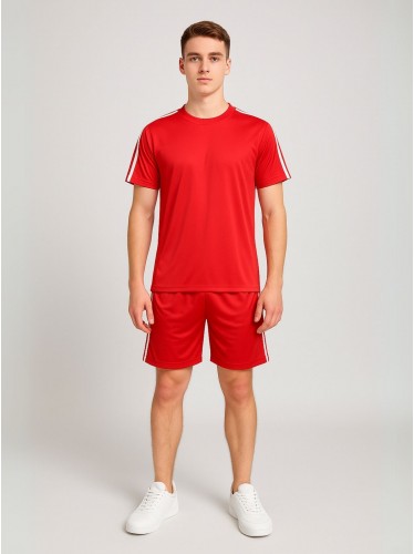 طقم رياضي (تيشيرت وشورت) للأطفال لون أحمر