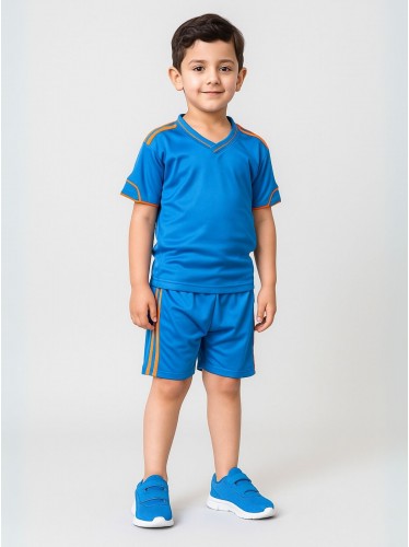 طقم رياضي (تيشيرت وشورت) للأطفال لون أزرق