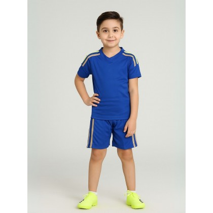 طقم رياضي (تيشيرت وشورت) للأطفال لون أزرق