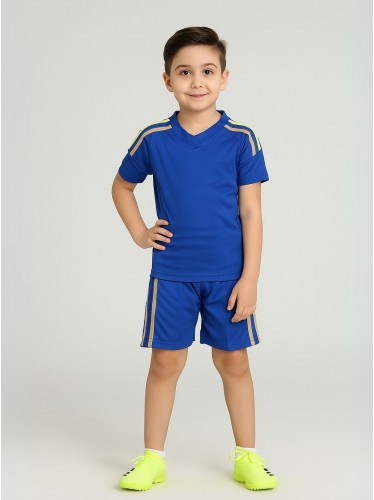 طقم رياضي (تيشيرت وشورت) للأطفال لون أزرق