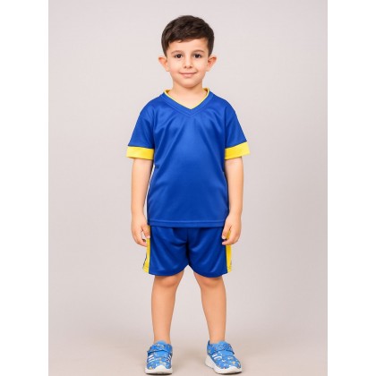 طقم رياضي (تيشيرت وشورت) للأطفال لون أزرق