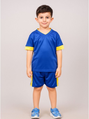 طقم رياضي (تيشيرت وشورت) للأطفال لون أزرق