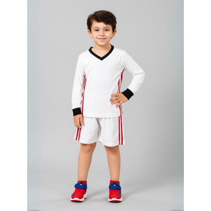 طقم رياضي (تيشيرت وشورت) للأطفال لون أبيض وأحمر