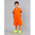 طقم رياضي (تيشيرت وشورت) للأطفال لون برتقالي وأصفر