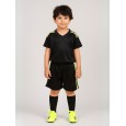 طقم رياضي (تيشيرت وشورت) للأطفال لون أسود وأصفر فسفوري