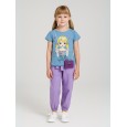 طقم بنطلون وتيشيرت للأطفال لون أزرق و بنفسجي