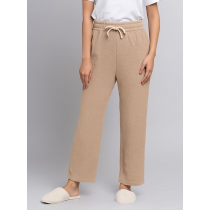 بنطلون مخمل بتصميم أرجل واسعة للنساء لون بيج