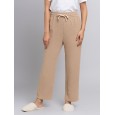 بنطلون مخمل بتصميم أرجل واسعة للنساء لون بيج