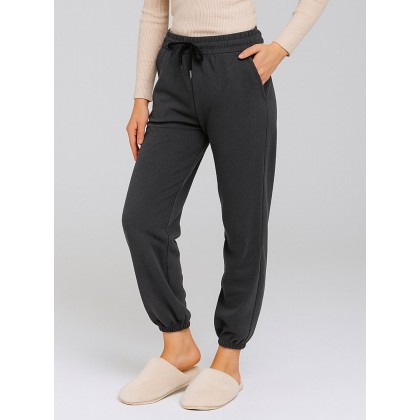 بنطلون فيليز مبطن بأرجل مطاطية للنساء لون رمادي غامق