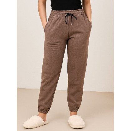 بنطلون فيليز مبطن بأرجل مطاطية للنساء لون بني