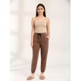 بنطلون فيليز مبطن مع خط بأرجل مطاطية للنساء لون بني