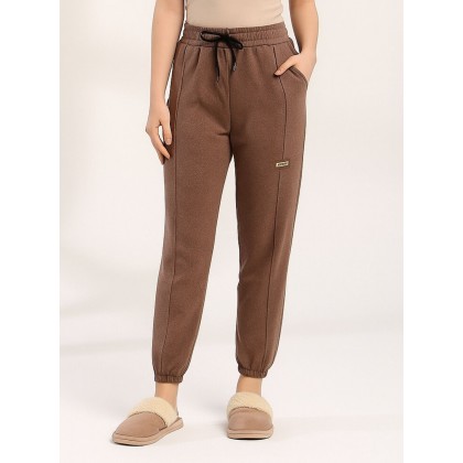 بنطلون فيليز مبطن مع خط بأرجل مطاطية للنساء لون بني