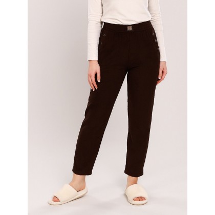 بنطلون بوي فريند كورد روي للنساء لون بني غامق