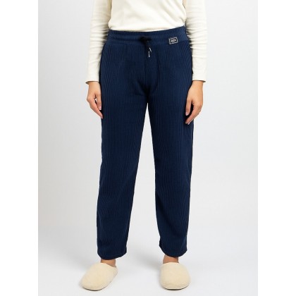 بنطلون مبطن فرو  قصة عريضة للنساء لون كحلي