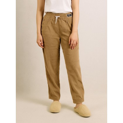 بنطلون مبطن فرو  قصة عريضة للنساء لون بني