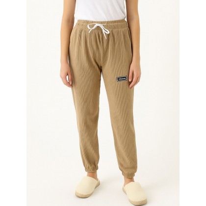 بنطلون بوي فريند كورد روي للنساء لون بيج