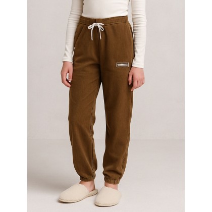 بنطلون بوي فريند كورد روي للنساء لون زيتي
