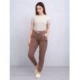 بنطلون فليز أرجل مطاطية للنساء لون بني