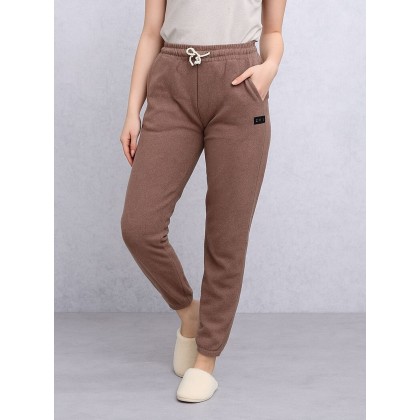 بنطلون فليز أرجل مطاطية للنساء لون بني