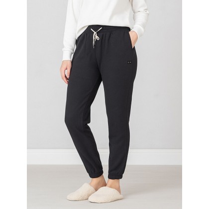 بنطلون فليز أرجل مطاطية للنساء لون أسود