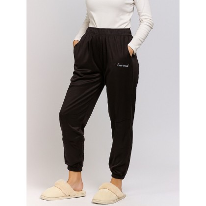 بنطلون مخمل بتصميم عريض مع أرجل مطاطية للنساء لون رمادي