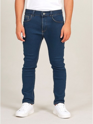 بنطلون جينز شبابي بتصميم سكيني للرجال لون أزرق