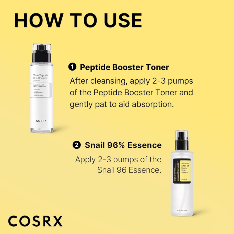 (طقم كوزركس هيالورنك أسيد + سروم) COSRX 96% Snail MucinPeptide Booster Set