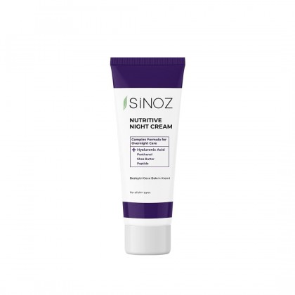 SINOZ NIGHT CREAM 50ml - كريم ليلي مضاد للتجاعيد بزبدة الشيا والبانثينول لجميع أنواع البشرة 50 مل