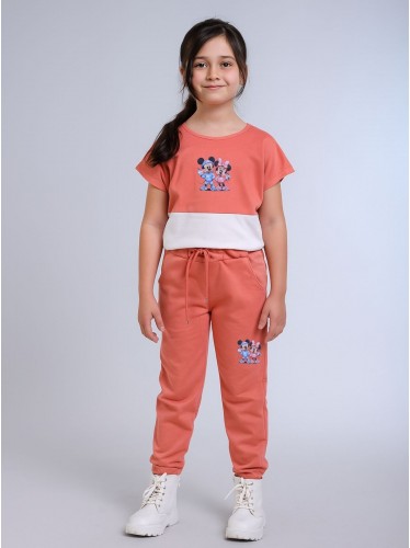 بيجامة بناتي 3 قطع لون زهري