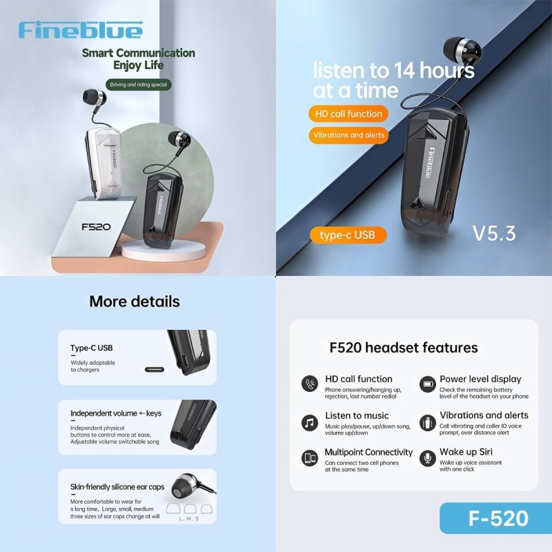 سماعة لاسلكية من فاين بلو الاصلية للمكالمات f520