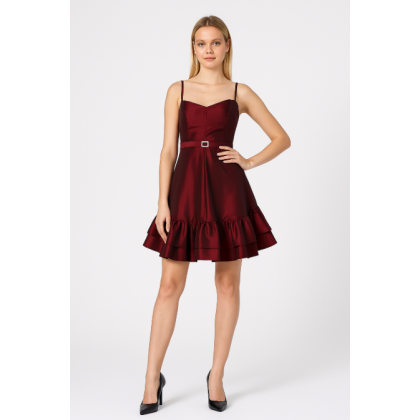 فستان قصير لون عنابي